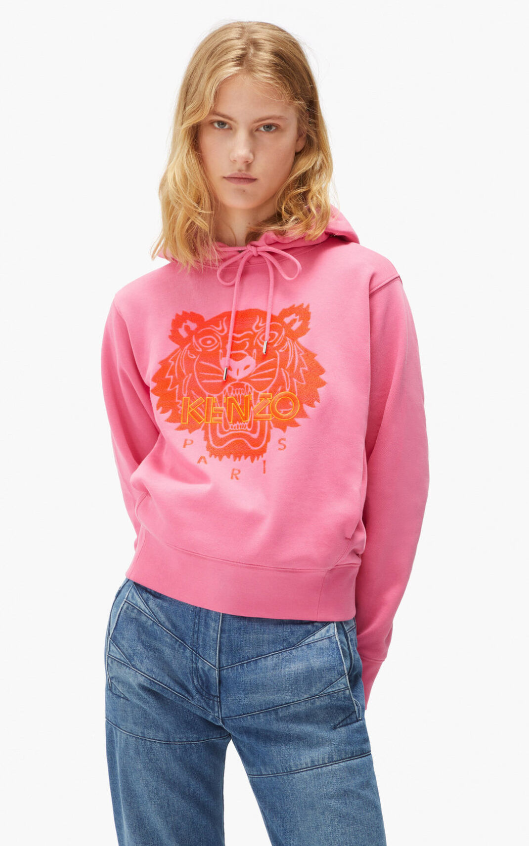 Sudaderas Con Capucha Kenzo Tiger Mujer Rosas YJK324586